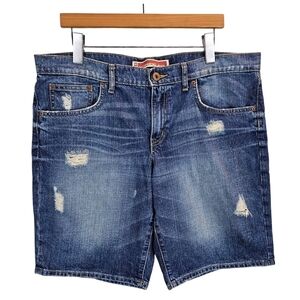 GAP Factory Distressed Boyfriend Jean Shorts Size 14 Denim Mid-Rise Casual Chic